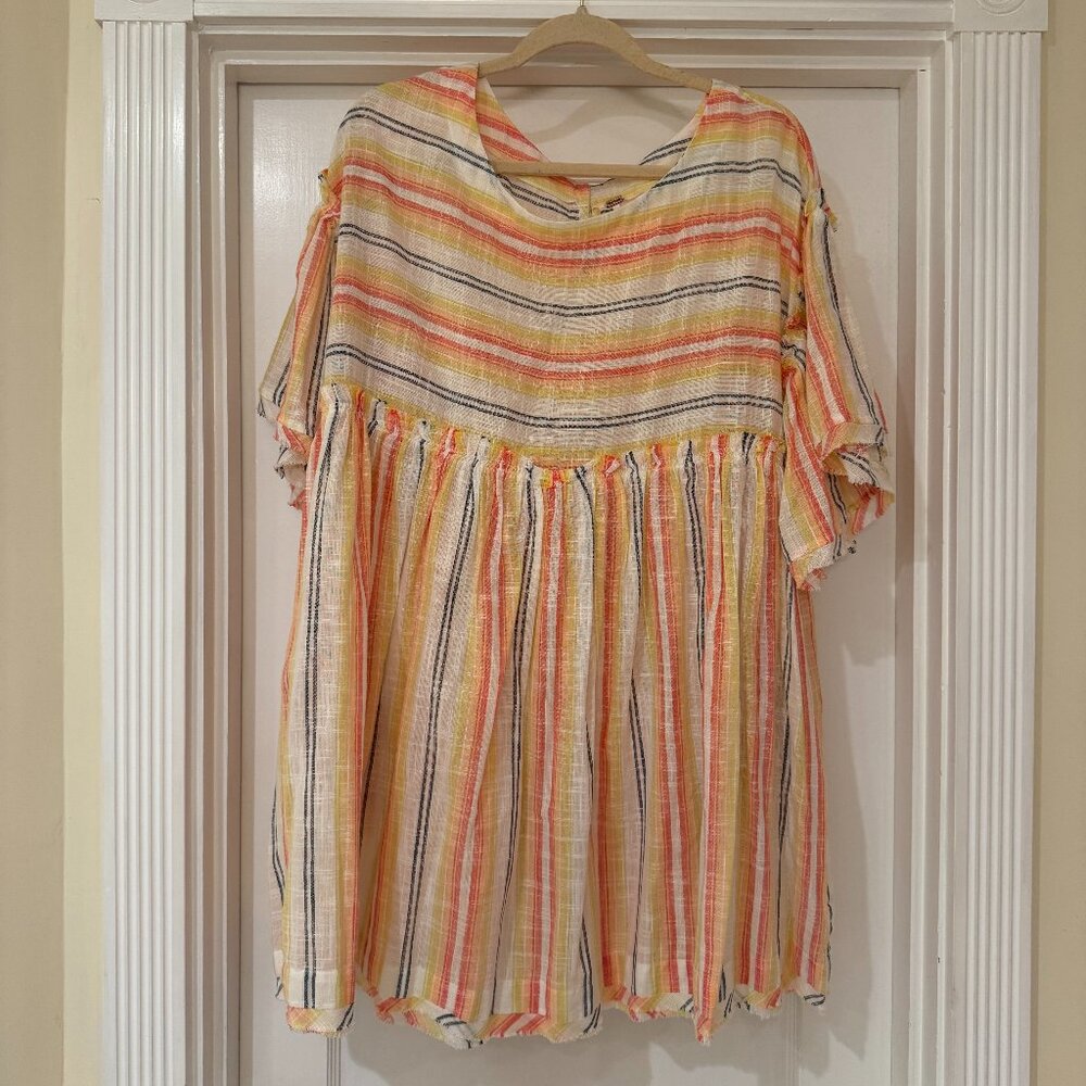 Free People Multicolor Striped Tunic, Size L, NWOT